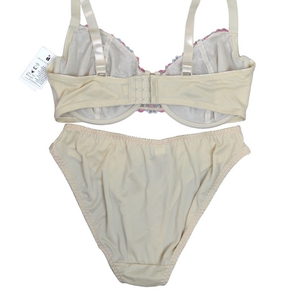 40C Donna L’Oren Lace Bra & Pantie Set, Light Cream Pink Floral Lace Romantic - Picture 7 of 7